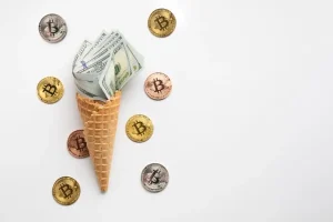 currency ice cream with bitcoin
